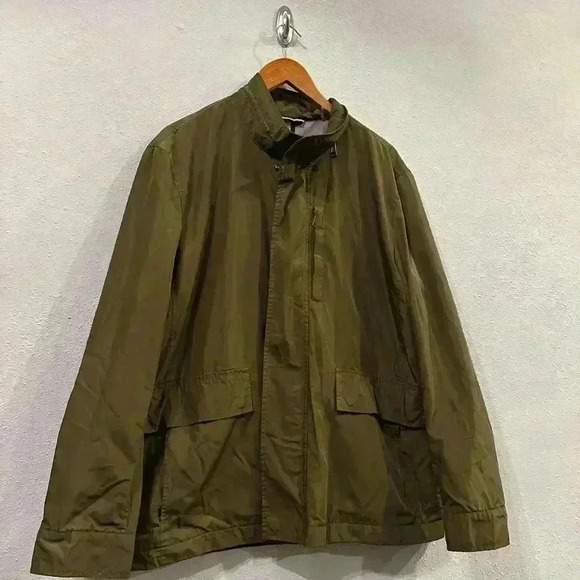 $295 Cole Haan Men's Green Snap-Front Mid-weight Packable Coat Jacket Size L - Picture 3 of 12